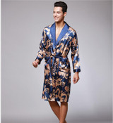Soft Anti real silk Nightdress Robes for men Spring Autumn Style Nightdress Bath Robe Bathrobe Sleepwear Long sleeve Nightgowns