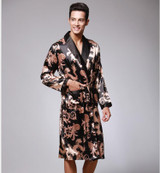 Soft Anti real silk Nightdress Robes for men Spring Autumn Style Nightdress Bath Robe Bathrobe Sleepwear Long sleeve Nightgowns
