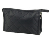 SODIAL(R) Black Grid Pattern Cosmetic Make Up Small Zippered Bag