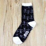 Socks Women Cotton Brand Eiffel Tower Ferris Wheel Printed Crew Long Happy Funny Sox Harajuku Skateboard Dress Designer Meias