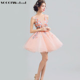 SOCCI Weekend Sexy V Neck Pink Cocktail Dresses Short Above Knee Formal Wedding Party Dress Organza Ball Gowns Robe de cocktail