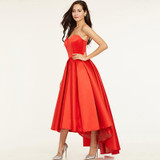 SOCCI Weekend Sweetheart Prom Dresses Sleeveless Black Satin A Line Dress Women Asymmetry Evening Party Formal Hi/Low Gowns Robo