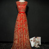 SOCCI Weekend 2017 Vintage Gold Embroidery Evening Dresses V Back Lace Up Modest Formal Prom Party Wedding Gowns abendkleider