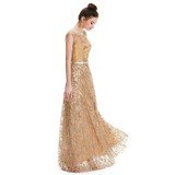 SOCCI Weekend 2017 Vintage Gold Embroidery Evening Dresses V Back Lace Up Modest Formal Prom Party Wedding Gowns abendkleider