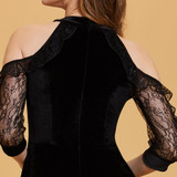 SOCCI Weekend Cocktail Short Dresses 2018 Simple Lace Black Dress with Sleeves the Banquet Party Gowns Formal Dresses Robe De