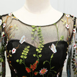 SOCCI Weekend 2017 Evening Dresses Embroidery Flower Long Sleeves Black Women abendkleider Formal Wedding Party Dress Prom Gowns