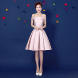 SOCCI Pink Cocktail Dresses  Boat Neck A-Line Knee-Length Cocktail Party Dress Lace-up back Gown veatidos de festa Custom made