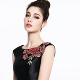 SOCCI Short Black Flowers Cocktail Dresses 2017 Sleeveless Formal Wedding Party Dress Embroidery Lace Up Back Robe De Cocktail