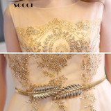 SOCCI New Tulle Lace Gold Cocktail Dress  short Mother of the Bride Dresses Formal Prom gowns wedding party Vestidos de coctel