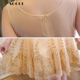 SOCCI New Tulle Lace Gold Cocktail Dress  short Mother of the Bride Dresses Formal Prom gowns wedding party Vestidos de coctel