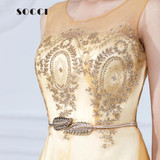 SOCCI New Tulle Lace Gold Cocktail Dress  short Mother of the Bride Dresses Formal Prom gowns wedding party Vestidos de coctel