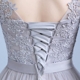SOCCI Grey Short Cocktail Dresses 2017 Three Quarter Sleeves Tulle Lace Prom Dress Formal Wedding Party Gown Vestidos de curtos