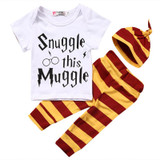 Snuggle this Muggle Baby Boys Girls Romper Pants Hat 3Pcs Outfit Set Clothes