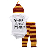 Snuggle this Muggle Baby Boys Girls Romper Pants Hat 3Pcs Outfit Set Clothes