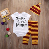 Snuggle this Muggle Baby Boys Girls Romper Pants Hat 3Pcs Outfit Set Clothes
