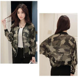 snowshine #3522  Women Stand Collar Long Sleeve Zipper Camouflage Printed Bomber Jacket free shipping