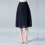SNOW PINNACLE Women Chiffon Skirt Summer Thin Solid Pleated Skirts Womens Saias Midi Faldas Vintage Women Midi Skirt