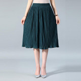 SNOW PINNACLE Women Chiffon Skirt Summer Thin Solid Pleated Skirts Womens Saias Midi Faldas Vintage Women Midi Skirt