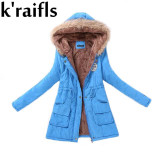 k'raifls Warm Parkas Women Coat Fashion Autumn Winter Jacket Women Fur Collar Long Parka Plus Size Hoodies Casual Cotton Outwear