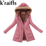 k'raifls Warm Parkas Women Coat Fashion Autumn Winter Jacket Women Fur Collar Long Parka Plus Size Hoodies Casual Cotton Outwear