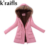 k'raifls Warm Parkas Women Coat Fashion Autumn Winter Jacket Women Fur Collar Long Parka Plus Size Hoodies Casual Cotton Outwear