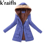k'raifls Warm Parkas Women Coat Fashion Autumn Winter Jacket Women Fur Collar Long Parka Plus Size Hoodies Casual Cotton Outwear