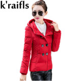 k'raifls New Fashion Parkas 2017 Women's Jackets and Coats Warm Winter Jackets For Women Double-breasted Hooded Coat Female
