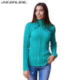 JYConline Women Sweaters And Pullovers 2017 Autumn Knitted Sweaters Women Turtleneck Pullover Tops Female Jumper Winter Knitwear