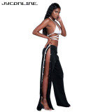 JYConline Sexy Wide Leg Pants High Split Rivet High Waist Pants Women 2017 Summer Party Women Pants Female Boho Casual Trousers JYConline Sexy Wide Leg Pants High Split Rivet High Waist Pants Women 2017 Summer Party Women Pants Female Boho Casual Trousers