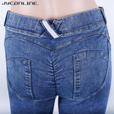 JYConline 2017 Fashion Skinny Jeans Woman Pencil Jeans For Women Slim Blue Jeans Low Waist Denim Pants Women Jeans Trousers
