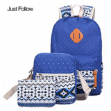 Just Follow 2017 Women Canvas Printing Backpack for Teenage Girls Cute Middle High School Bags Backpacking Backpack 3 Set