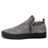 JUNJARM Mens Chelsea Boots Winter Waterproof Men Snow Boots Zipper Pig Suede Male Ankle Boots Men Warm Snowboots Large Size 47