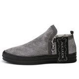 JUNJARM Mens Chelsea Boots Winter Waterproof Men Snow Boots Zipper Pig Suede Male Ankle Boots Men Warm Snowboots Large Size 47