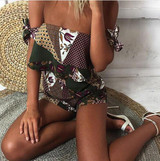 Jumpsuits 2017 Bodysuit Body Shorts Overalls For Women Playsuit Off Shoulder Print Rompers Womens Jumpsuit Women's Suit Female