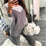 jumper Autumn 2017 Women long sleeve sexy sweater female Lace stitching casual wool bottoming sweater women sweater pullover