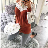 jumper Autumn 2017 Women long sleeve sexy sweater female Lace stitching casual wool bottoming sweater women sweater pullover