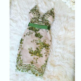 Julissa Mo 2016 Vestidos Party Dresses Elegant Sexy V Neck Vintage Sequin Bodycon Bandage Dress Mini Summer Beach Women Dresses