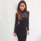 Julissa Mo 2016 Autumn Summer Women Dress Fashion Long Sleeve Vintage Lace Patchwork Sexy Bodycon Bandage Party Club Dresses