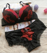 Juliet's Sexy Intimate thongs bra set sexy lace embroidery elegant young women push up bra and panty set ABC cup underwear set