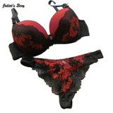Juliet's Sexy Intimate thongs bra set sexy lace embroidery elegant young women push up bra and panty set ABC cup underwear set