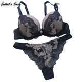 Juliet's Sexy Intimate thongs bra set sexy lace embroidery elegant young women push up bra and panty set ABC cup underwear set
