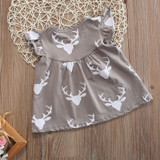 0-24M Newborn Baby Girl Dress 2017 Summer Ruffles Sleeve Deer Print Toddler Kids Clothes Children Dresses
