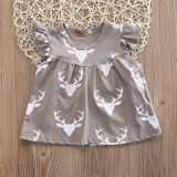 0-24M Newborn Baby Girl Dress 2017 Summer Ruffles Sleeve Deer Print Toddler Kids Clothes Children Dresses