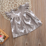 0-24M Newborn Baby Girl Dress 2017 Summer Ruffles Sleeve Deer Print Toddler Kids Clothes Children Dresses