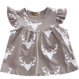 0-24M Newborn Baby Girl Dress 2017 Summer Ruffles Sleeve Deer Print Toddler Kids Clothes Children Dresses