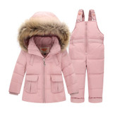 '-30 Degree Toddler Duck Down Jacket Kids Snowsuit Winter Overalls Boys Warm Jackets Girls Suits Coat+Bib Pants For 1-3 Years