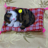 (YNYNOO) Lovely Simulation Animal Doll Plush Sleeping Cats Toy with Sound Kids Toy Birthday Gift Doll Decorations stuffed toys