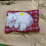 (YNYNOO) Lovely Simulation Animal Doll Plush Sleeping Cats Toy with Sound Kids Toy Birthday Gift Doll Decorations stuffed toys