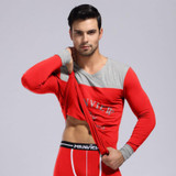(Shirt + Pant) Men Thermal Underwear Cotton Printing Underwear Warm Quality Sleep Sets Top And Leggings Men Long Johns Set