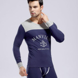 (Shirt + Pant) Men Thermal Underwear Cotton Printing Underwear Warm Quality Sleep Sets Top And Leggings Men Long Johns Set